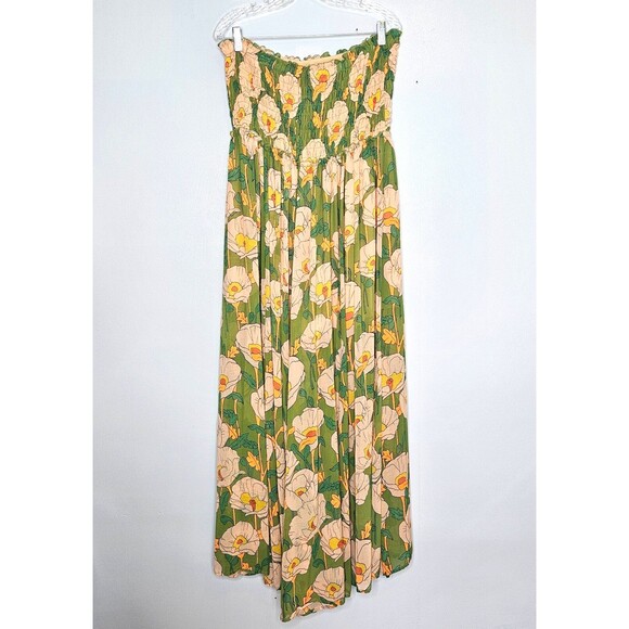 FREE PEOPLE Sophia Jumpsuit XL Floral Avocado Combo Smocked Missing Stra… - Picture 5 of 12